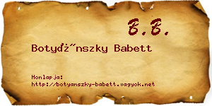 Botyánszky Babett névjegykártya